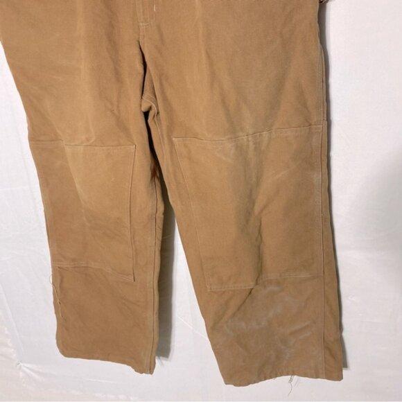 Carhartt Tan Duck Canvas Bib Overalls Double Knee Work Wear 50x30 - Picture 12 of 16